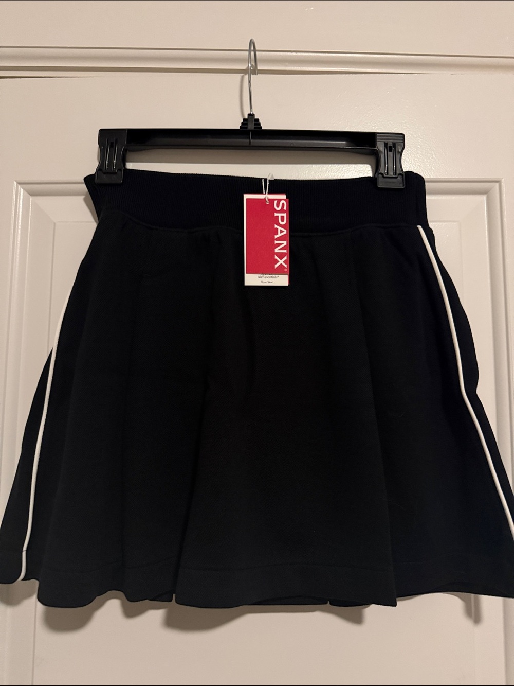 SPANX Black Mini Skirt with White Side Piping Trim